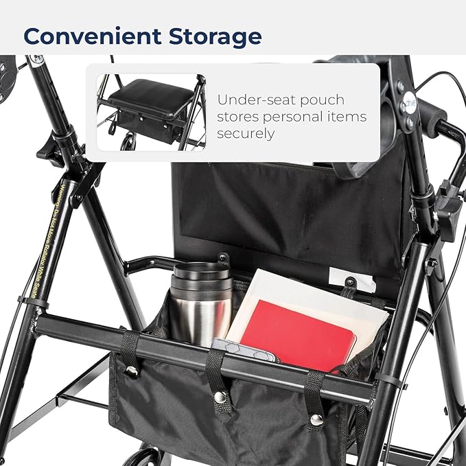 Drive Medical Rollator Rolling Walker with 6" Wheels, Fold Up Removable Back Support and Padded Seat - Image 4