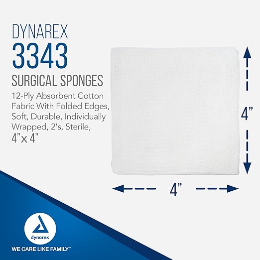 Dynarex Surgical Sponge 4" x 4" 25ct 3343 - Image 2