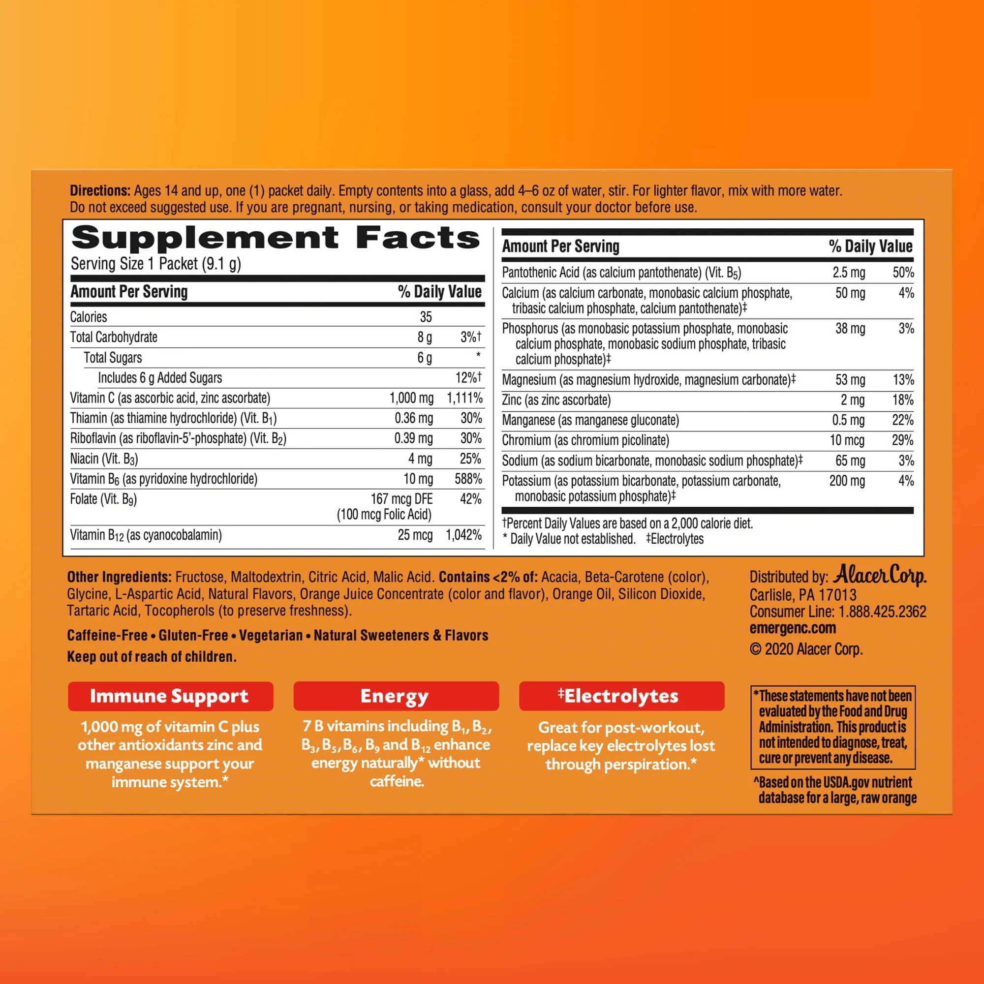 Emergen-C 1000 mg Vitamin C Raspberry Packs 10ct - Image 2