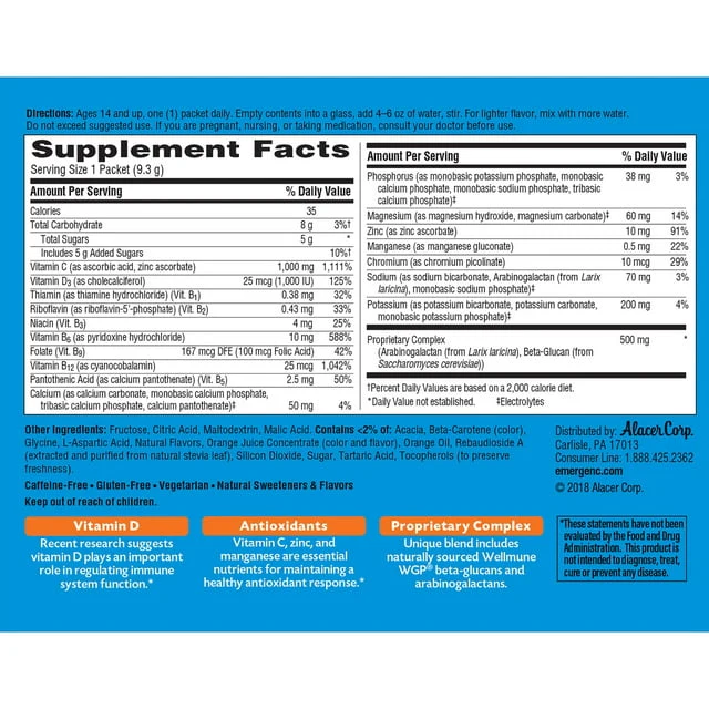 Emergen-C Immune Plus Orange Packs 30ct - Image 2