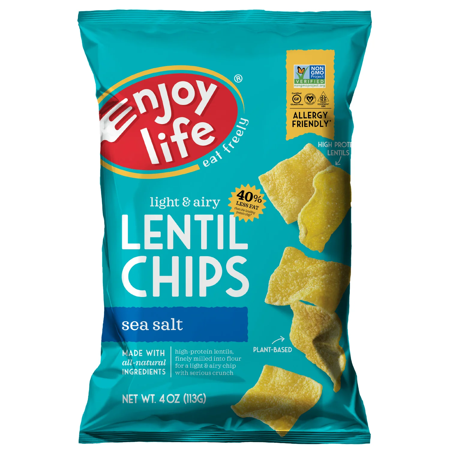 Enjoy Life Sea Salt Lentil Chips, Dairy Free Chips , 4 oz