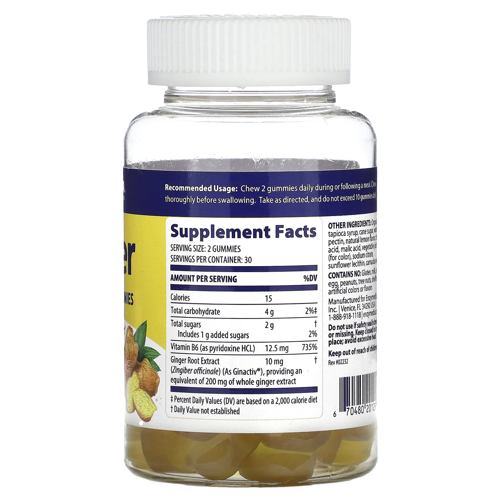 Enzymedica Ginger & Vitamin B6 Gummies 60ct - Image 2