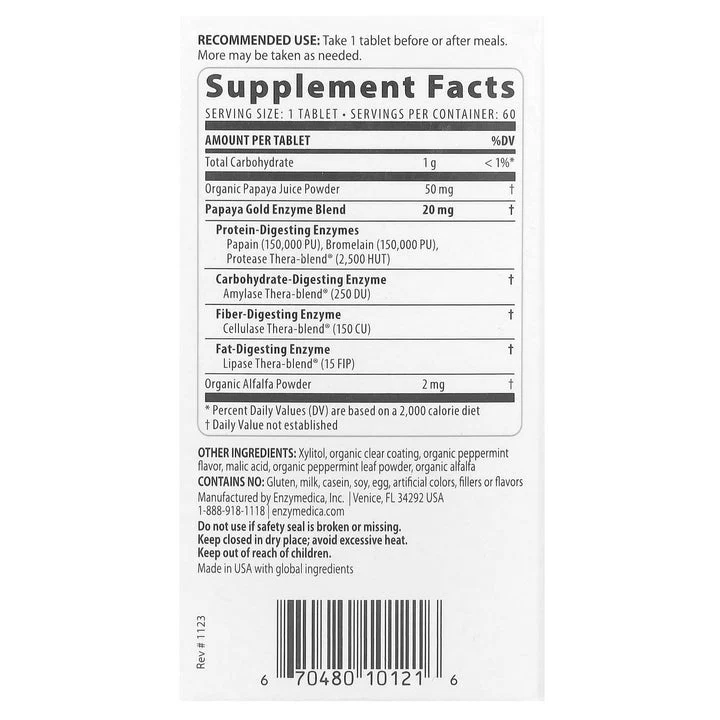 Enzymedica Papaya Gold Tablets 60ct - Image 2