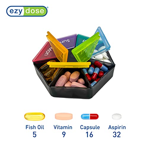 Ezy Dose 7-Sided Weekly Pill Organizer, Rainbow Colors - Image 2