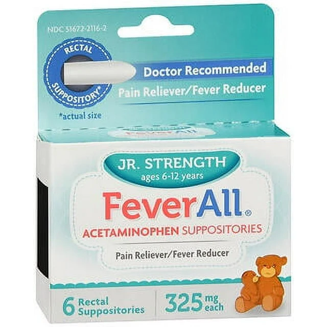 FeverAll Childrens 120 mg 6 Rectal Suppositories - Image 2
