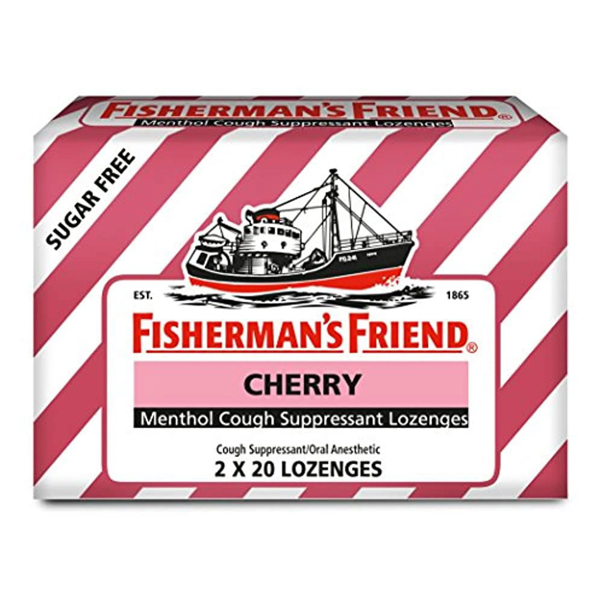 Fisherman's Friend Sugar Free Cherry Menthol Cough Suppressant Lozenges 20ct 2Pack