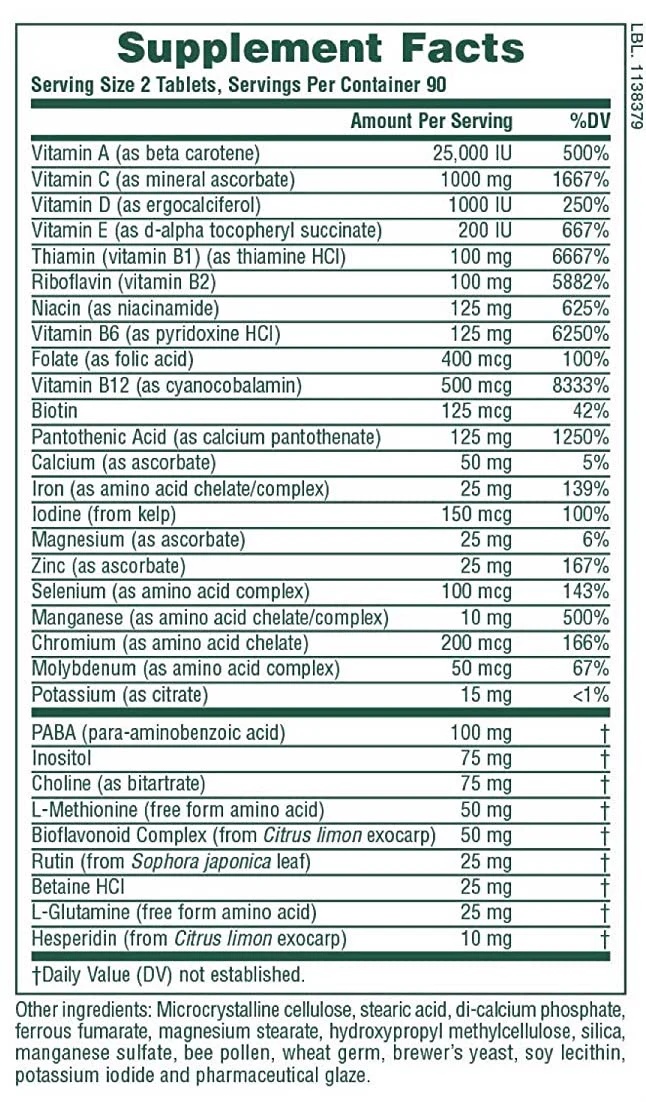 Nature's Plus Dyno Vites Sustained Release Vegetarian Tablets - Image 2