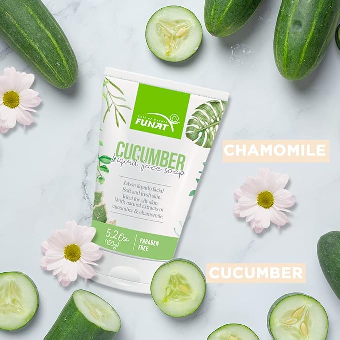 Funat Cucumber Liquid Face Soap 5.2oz - Image 2
