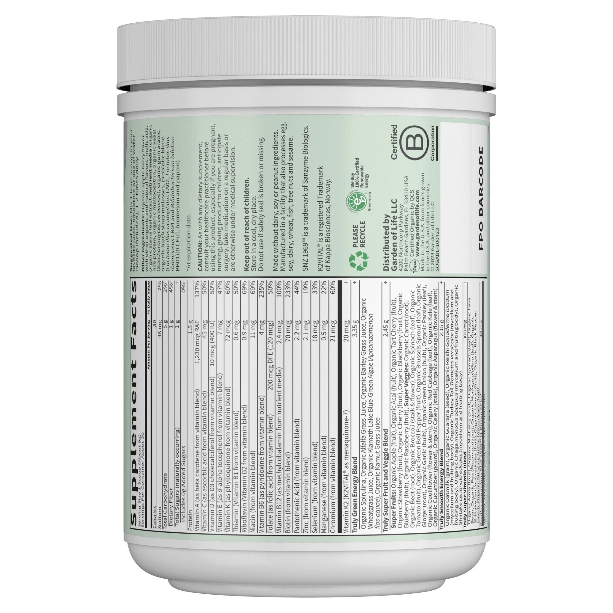 Garden Of Life Organic Greens Superfood Original Flavor Powder 8.99oz - Image 3