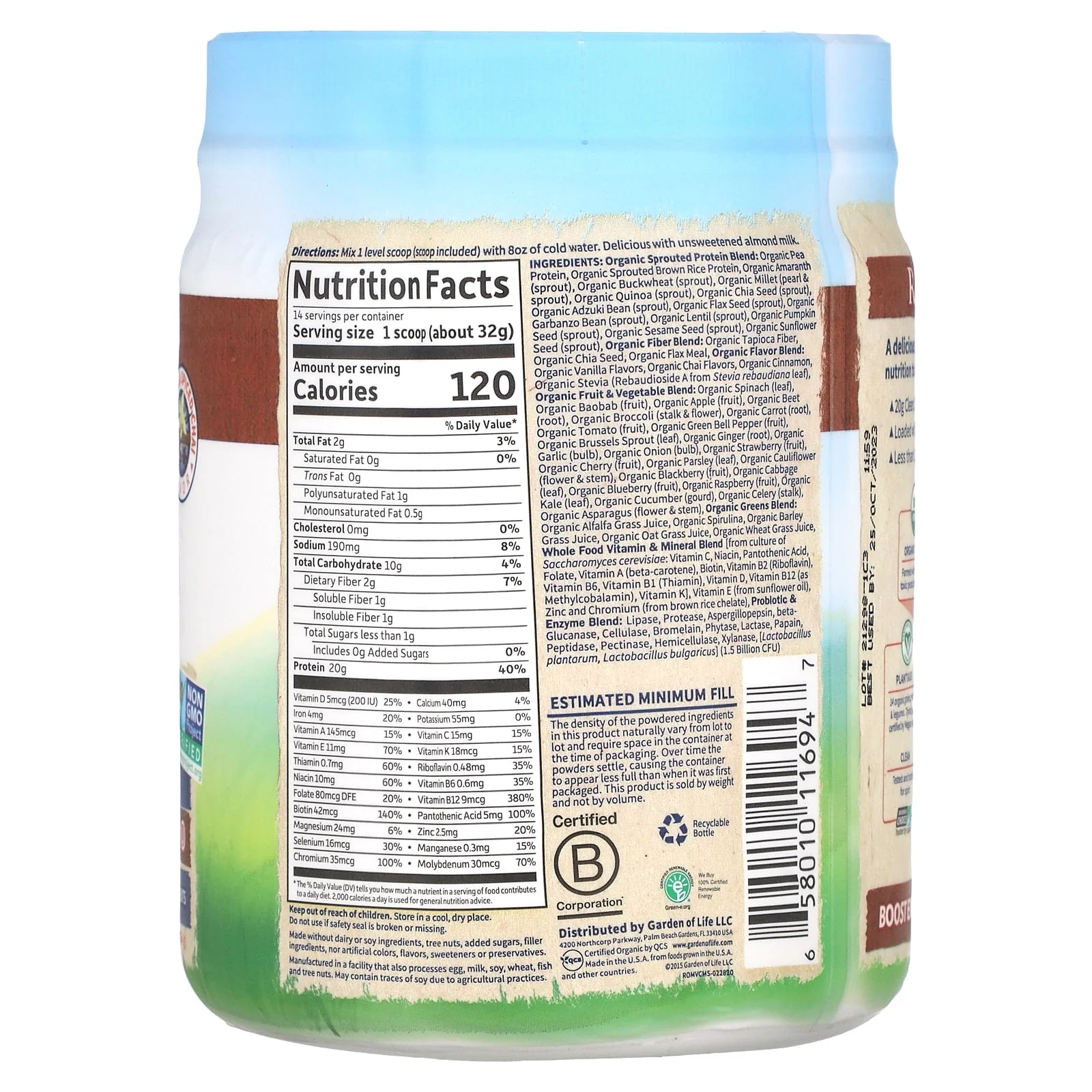 Garden Of Life Raw Organic Meal Vanila Chai 557g - Image 2