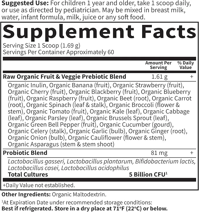 Garden Of Life Organic Raw Probiotics Kids Cooler Powder 3.57oz - Image 2