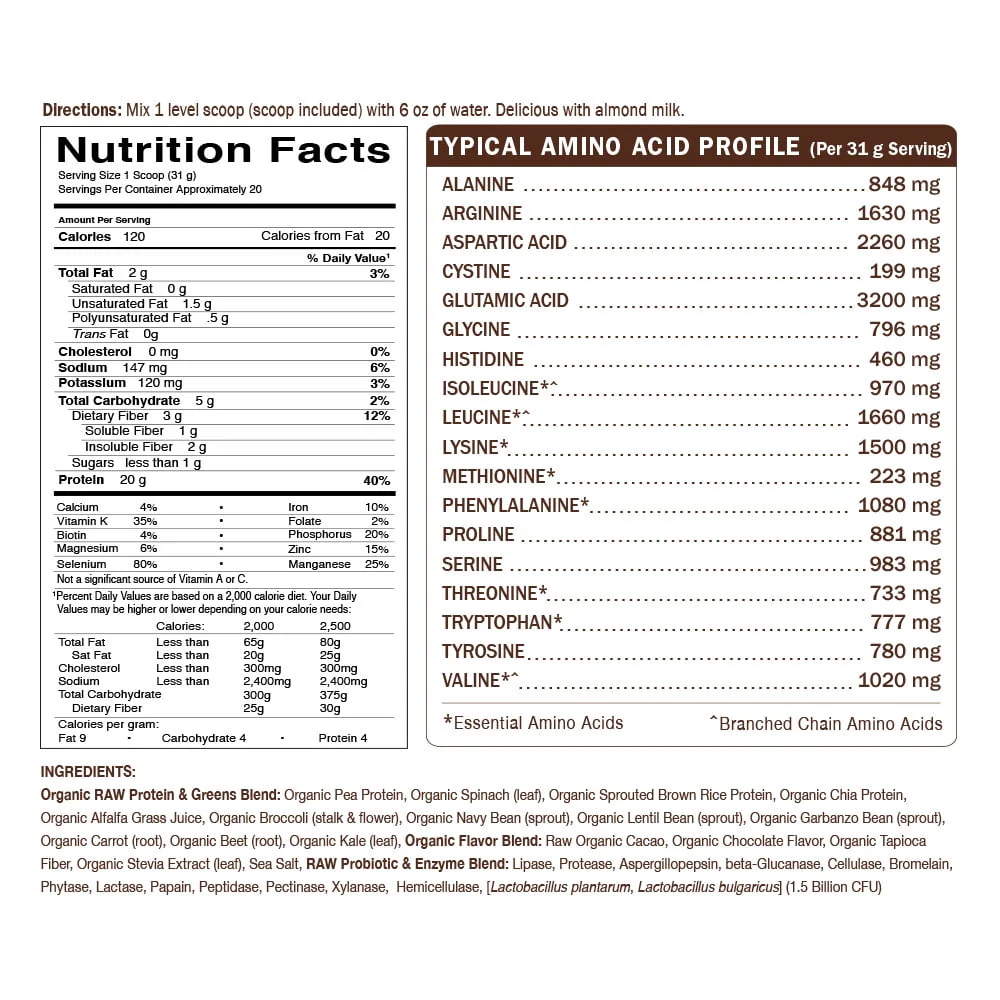 Garden Of Life Raw Protein & Greens Chocolate 21.6oz - Image 2