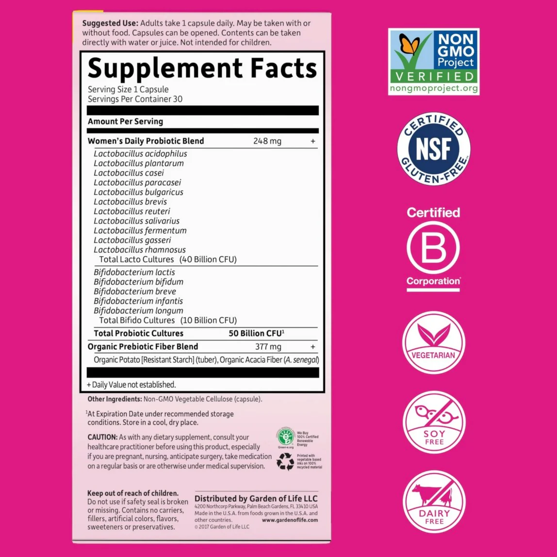 Garden of Life Dr. Formulated Probiotics Once Daily Women's 30 Veg Capsules - Image 2
