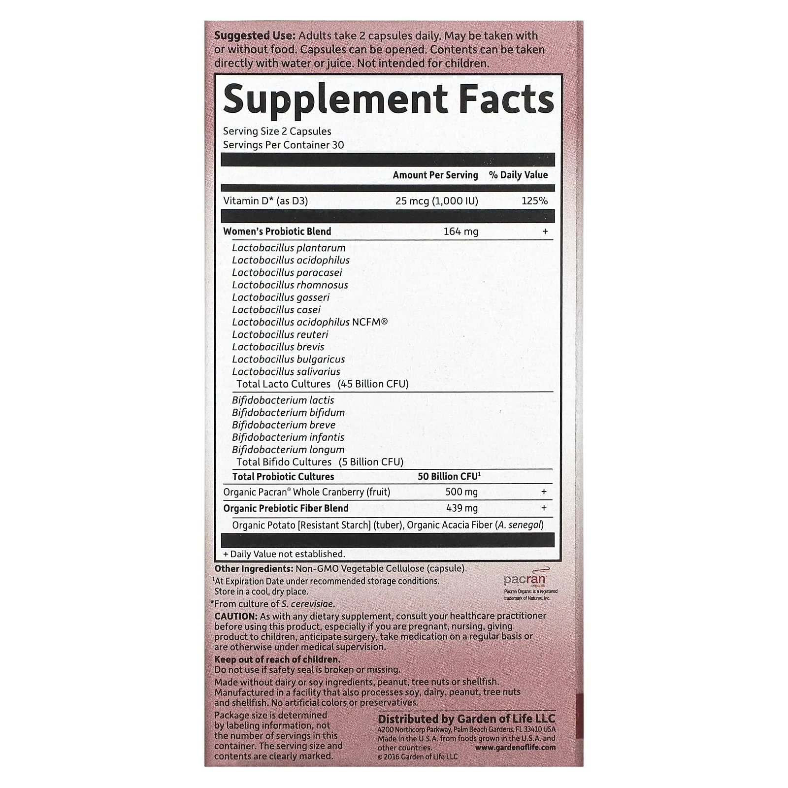Garden of Life Dr. Formulated Probiotics Urinary Tract+ Supplement Vitamin 50 Billion CFU 60 Veg Caps - Image 2