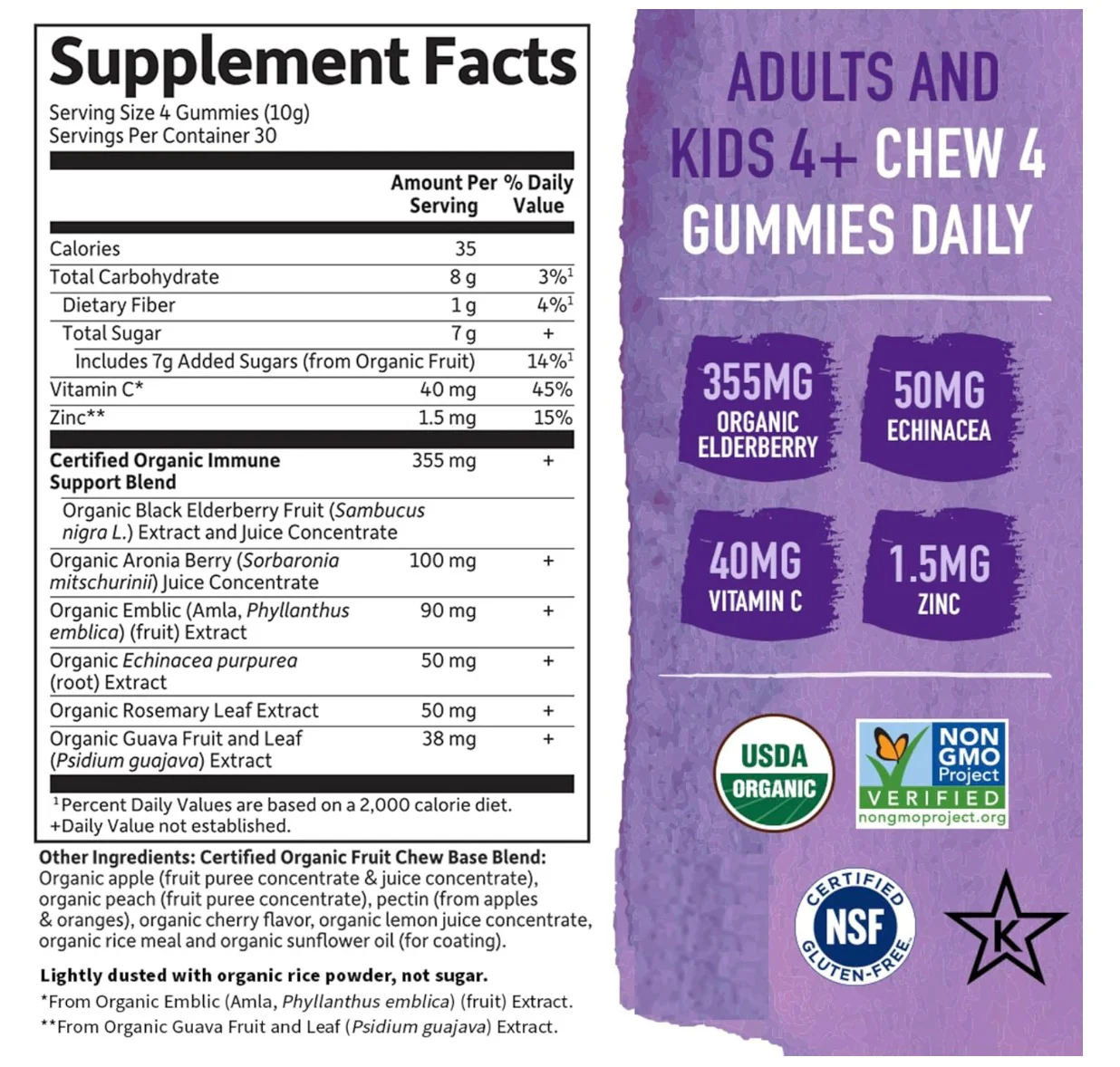 Garden of Life Mykind Organics Elderberry Immune Gummy 120 gummies - Image 2