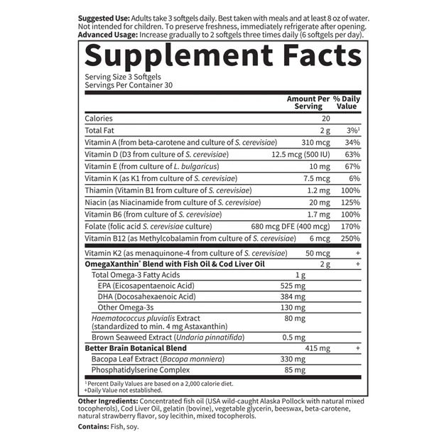 Garden Of Life Oceans 3 Better Brain Omega-3 with OmegaXanthin Softgels - Image 2