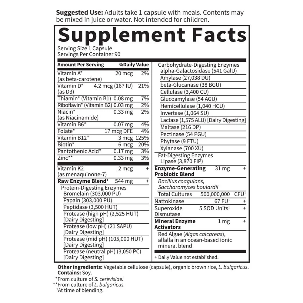 Garden of Life RAW Enzymes Probiotics Capsules for Women, Vegetarian, 90 Ct - Image 2