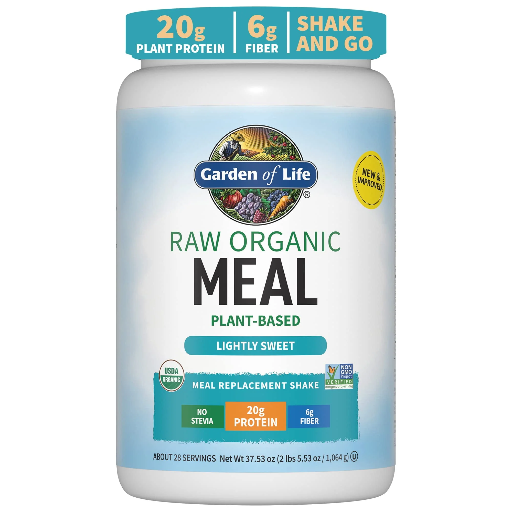 Garden Of Life Raw Organic Meal Plant Based Lightly Sweet Protein 2lb