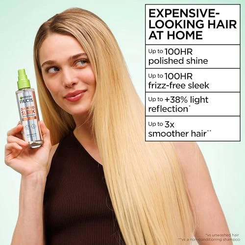 Garnier Fructis Diamond Sleek Hair Shine Spray, Frizz Control and Heat Protectant 4.6 Fl Oz - Image 4