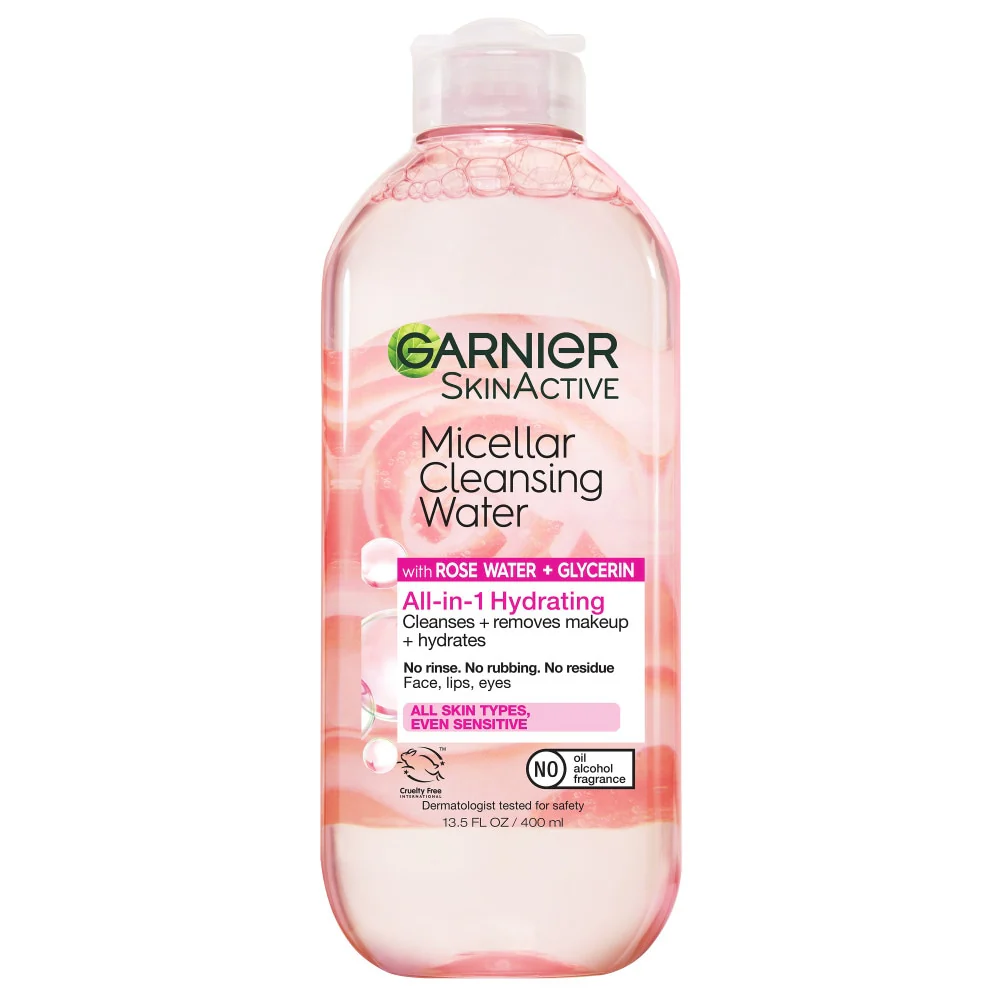 Garnier, SkinActive, Water Rose Micellar Cleansing Water with Rose Water + Glycerin, 13.5 Fl Oz - Image 2