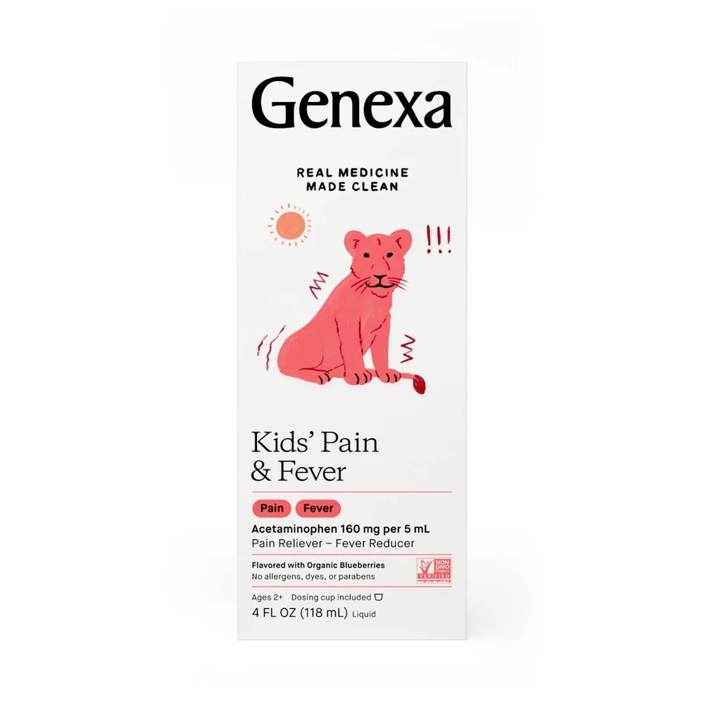 Genexa, Kids' Pain & Fever, Ages 2-11, Organic Blueberry 4 Fl Oz 160 Mg