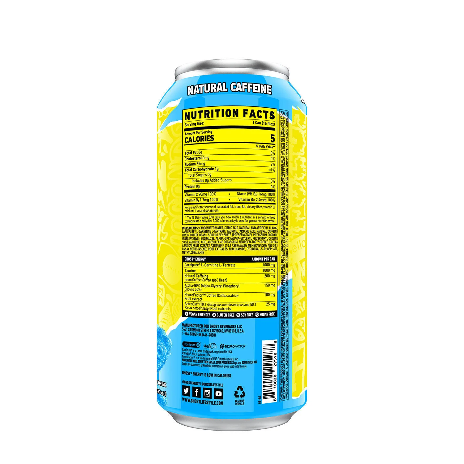 Ghost Recon Energy Sour Patch Kids Blue Raspberry 16 oz - Image 3