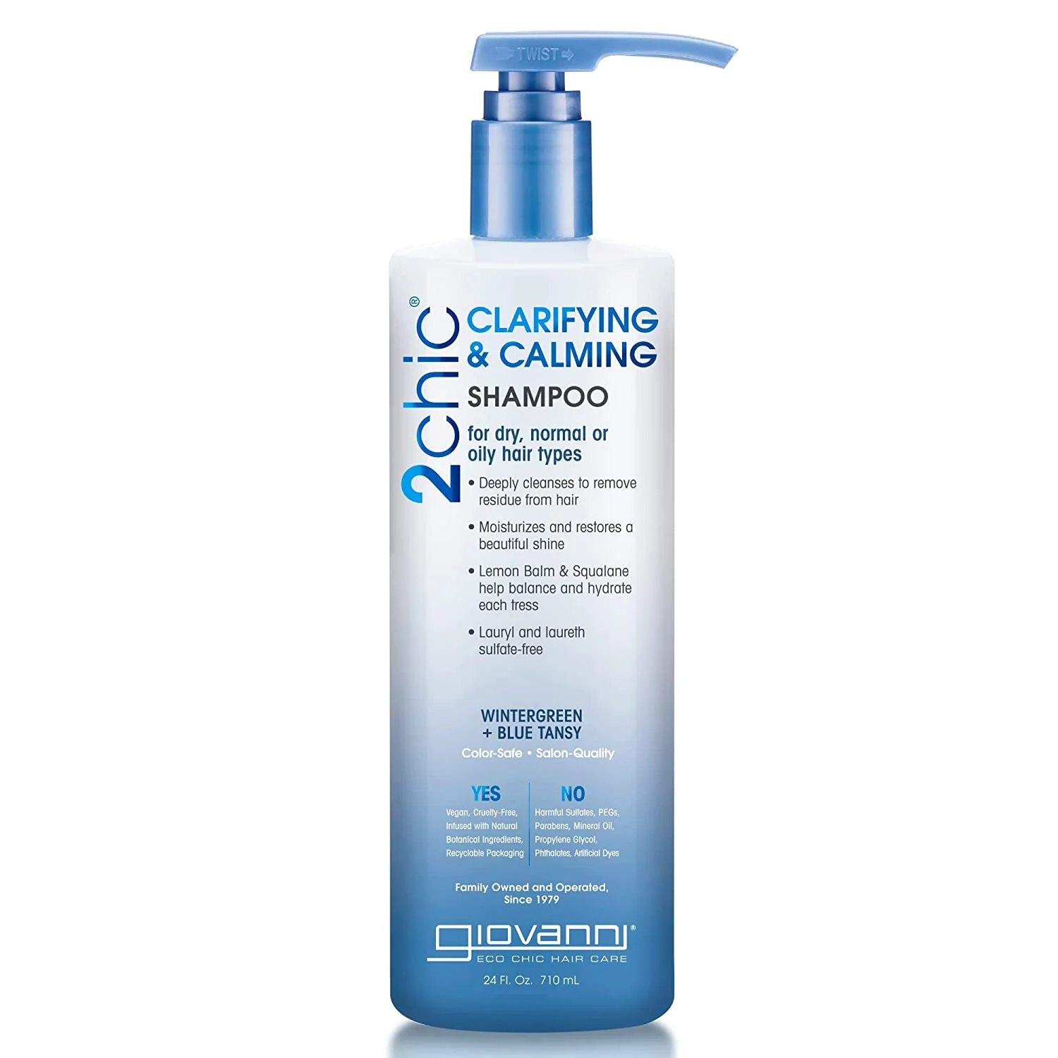 GIOVANNI 2CHIC CLARIFYING & CALMING SHAMPOO WINTERGREEN BLUE TANSY 24 Oz