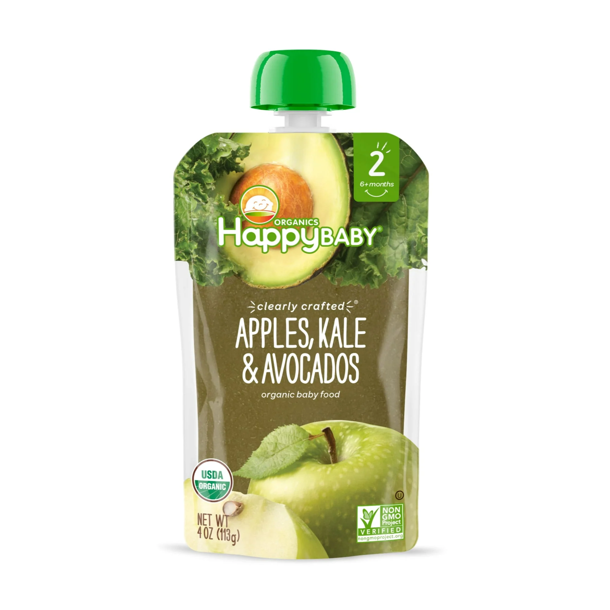 HappyBaby Clearly Crafted Organic Apples, Kale & Avocados 4Oz