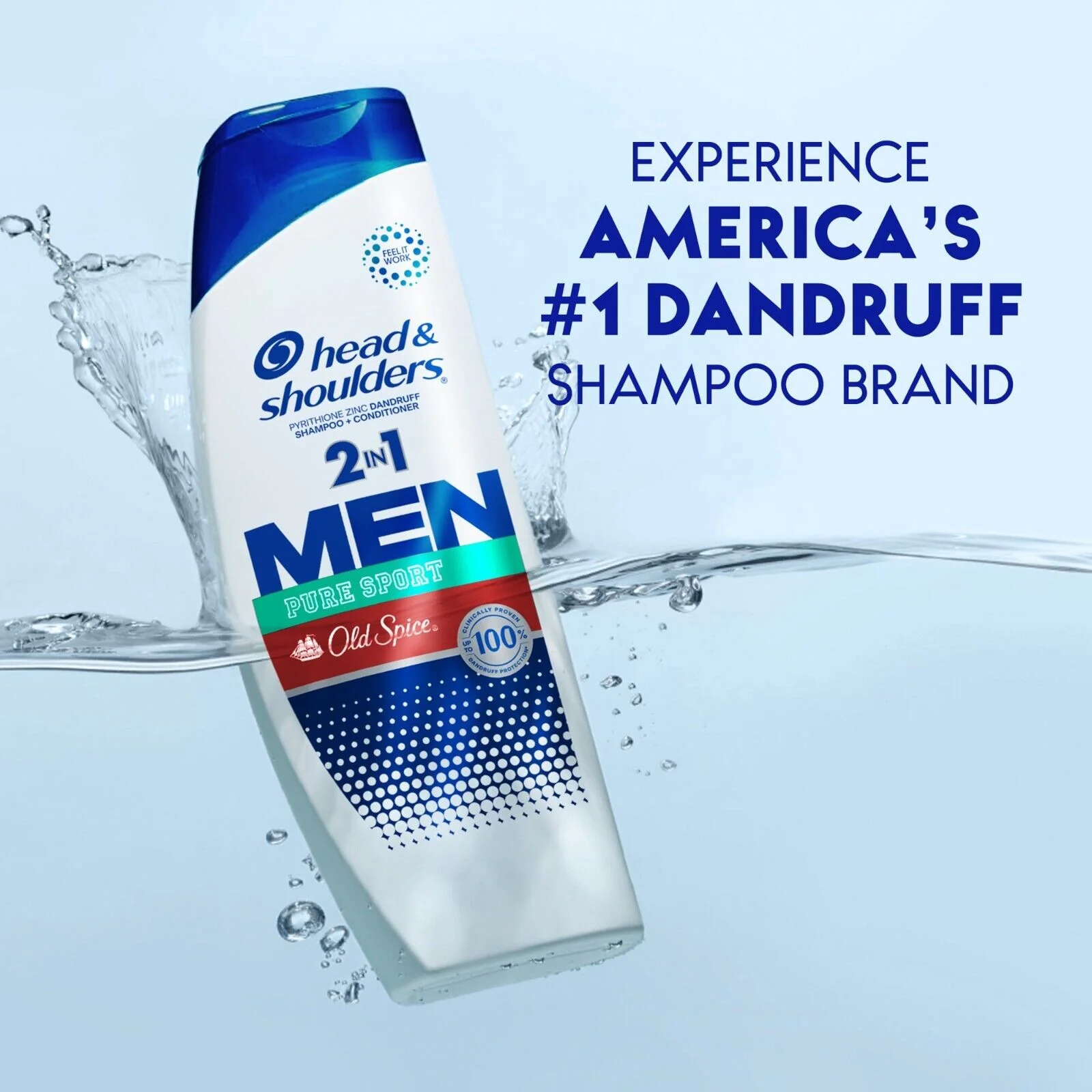 Head & Shoulders Old Spice Pure Sport Men's Anti-Dandruff 2-in-1 Shampoo and Conditioner 12.5 oz - Image 3