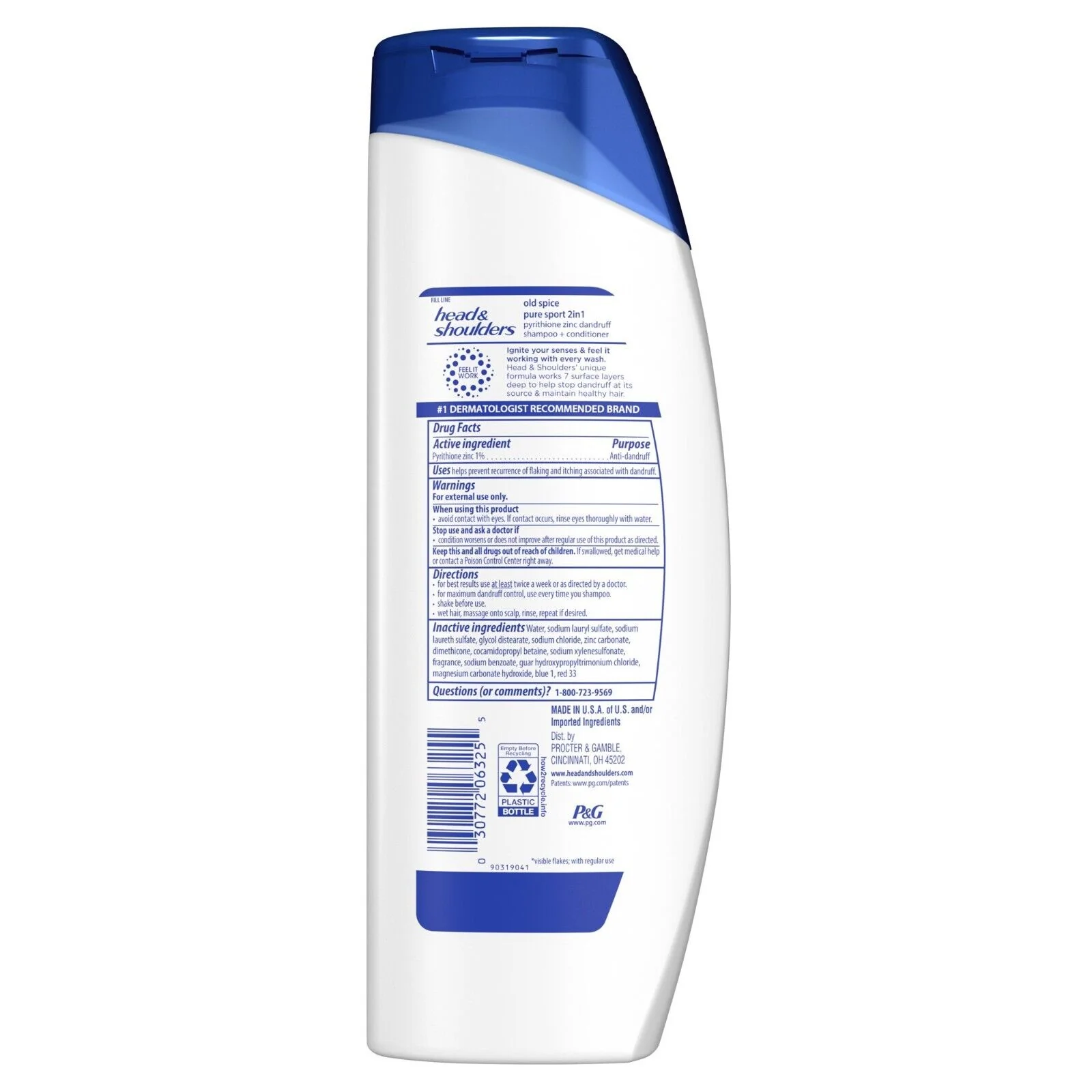 Head & Shoulders Old Spice Pure Sport Men's Anti-Dandruff 2-in-1 Shampoo and Conditioner 12.5 oz - Image 7