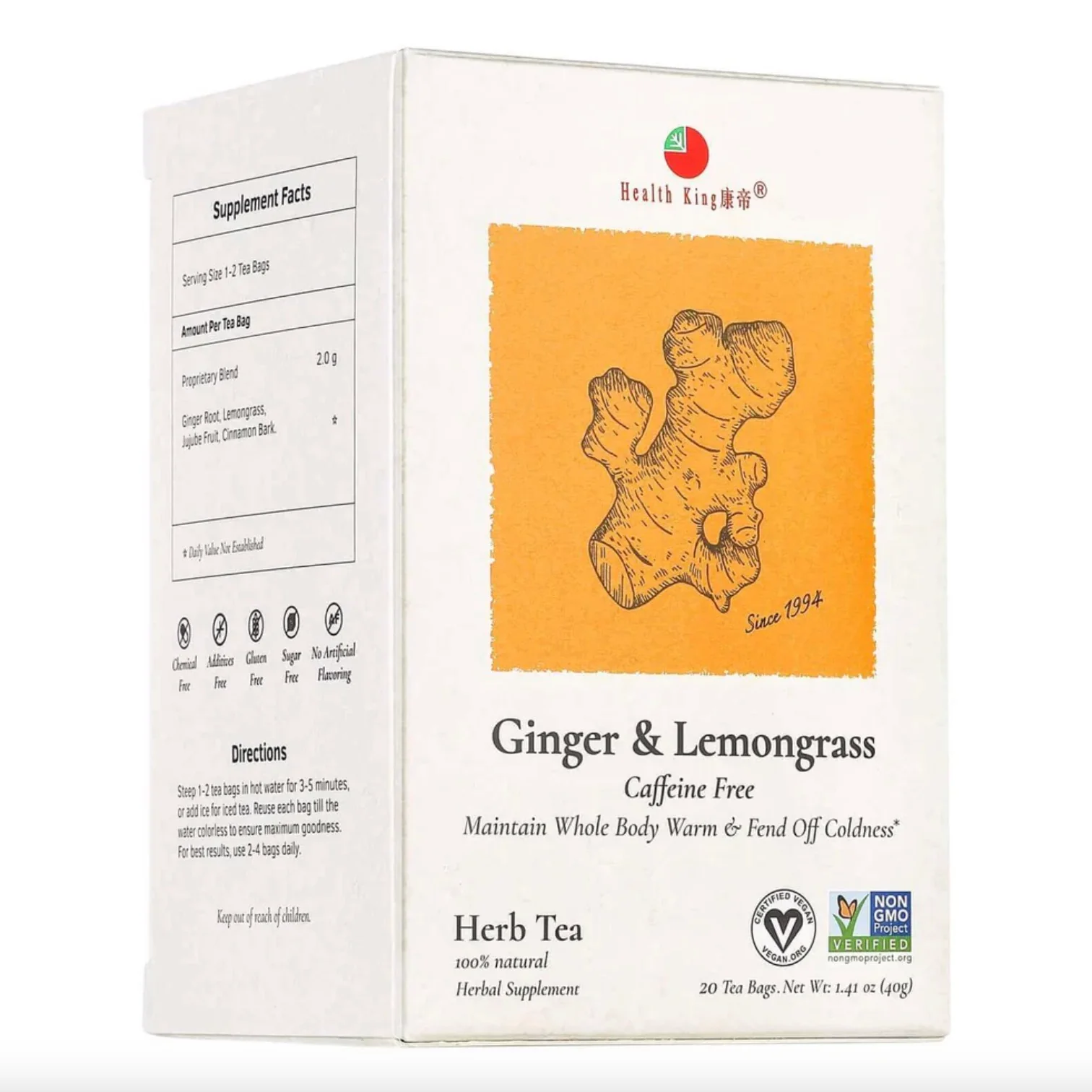 Health King Ginger Herb Tea Bags 20 ct
