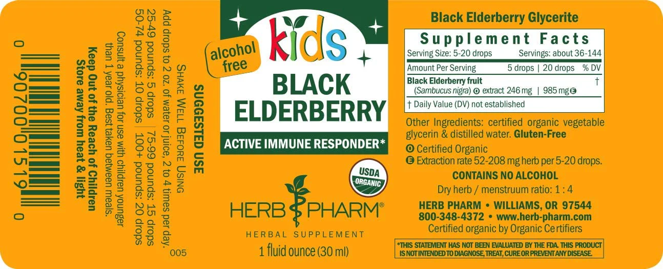 HERBS PHARM KIDS BLACK ELDERBERRY 1Oz - Image 2