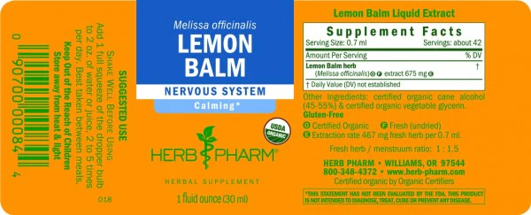 HERBS PHARM LEMON BALM 1 Oz - Image 2