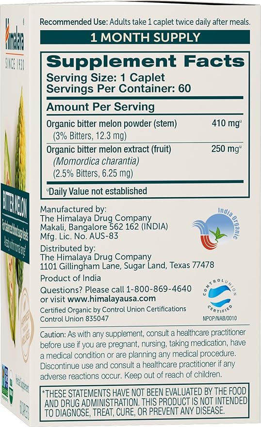 Himalaya Organic Bitter Melon 60 Vegetarian Caplets - Image 2