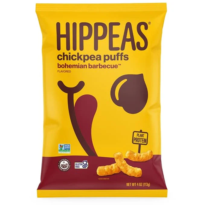 Hippeas Chickpea Puffs, Bohemian Barbecue , 4 Ounce, 4g Protein, 3g Fiber, Vegan, Gluten-Free, Crunchy, Plant Protein Snacks