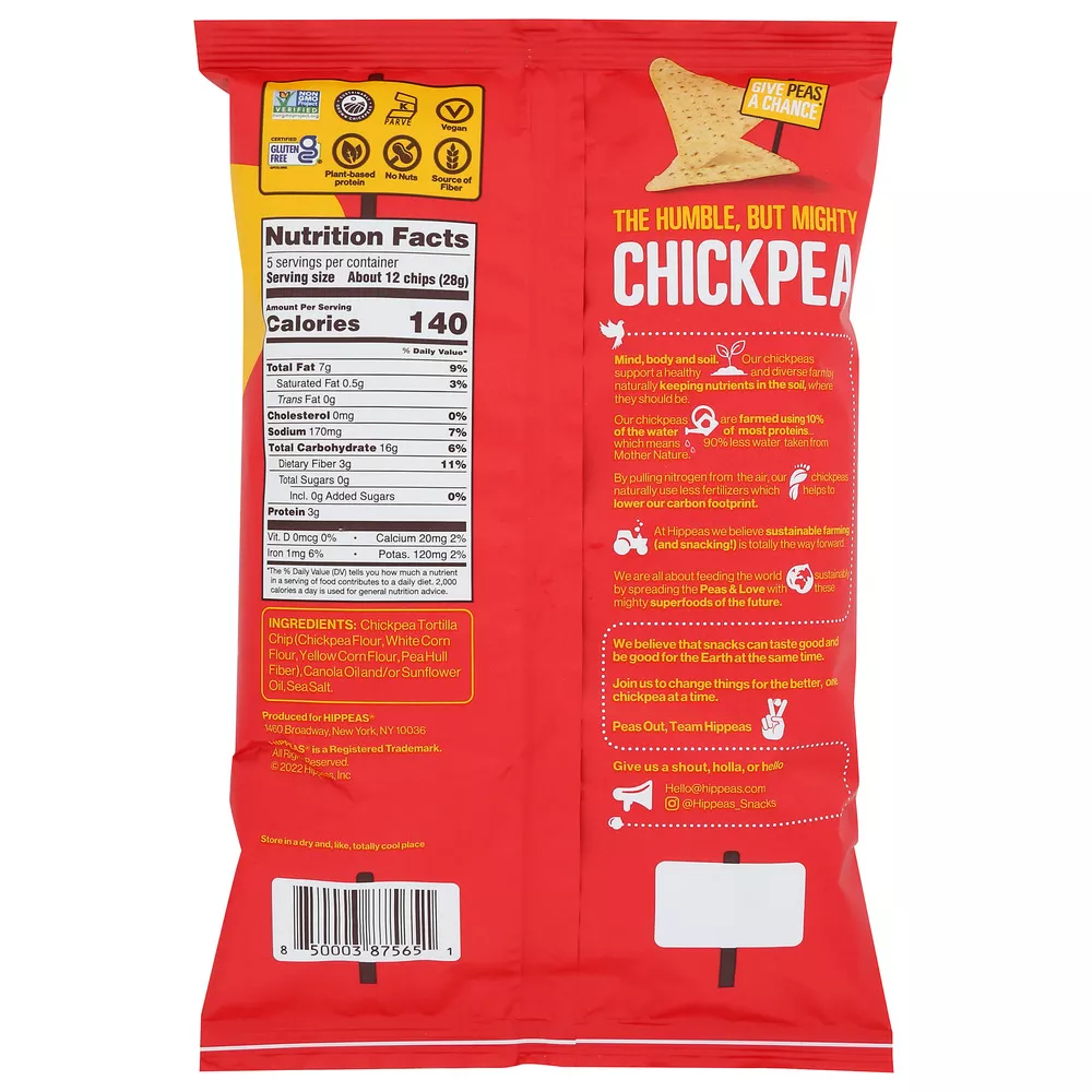 Hippeas Non-GMO Straight Up Sea Salt Chickpea Tortilla Chips, 5 Ounce - Image 2