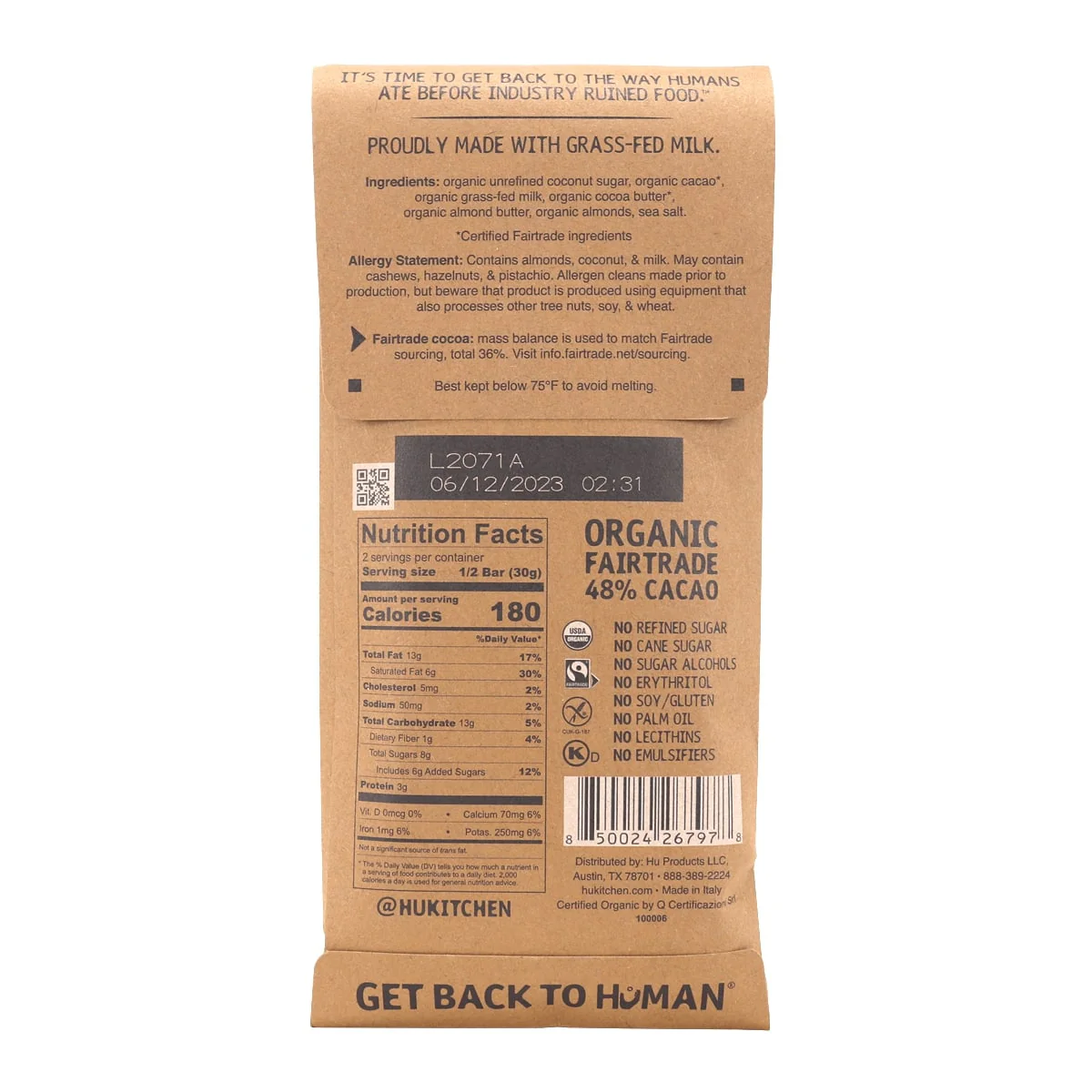 Hu Almond Butter Crunch Milk Chocolate Bar 60g - Image 2