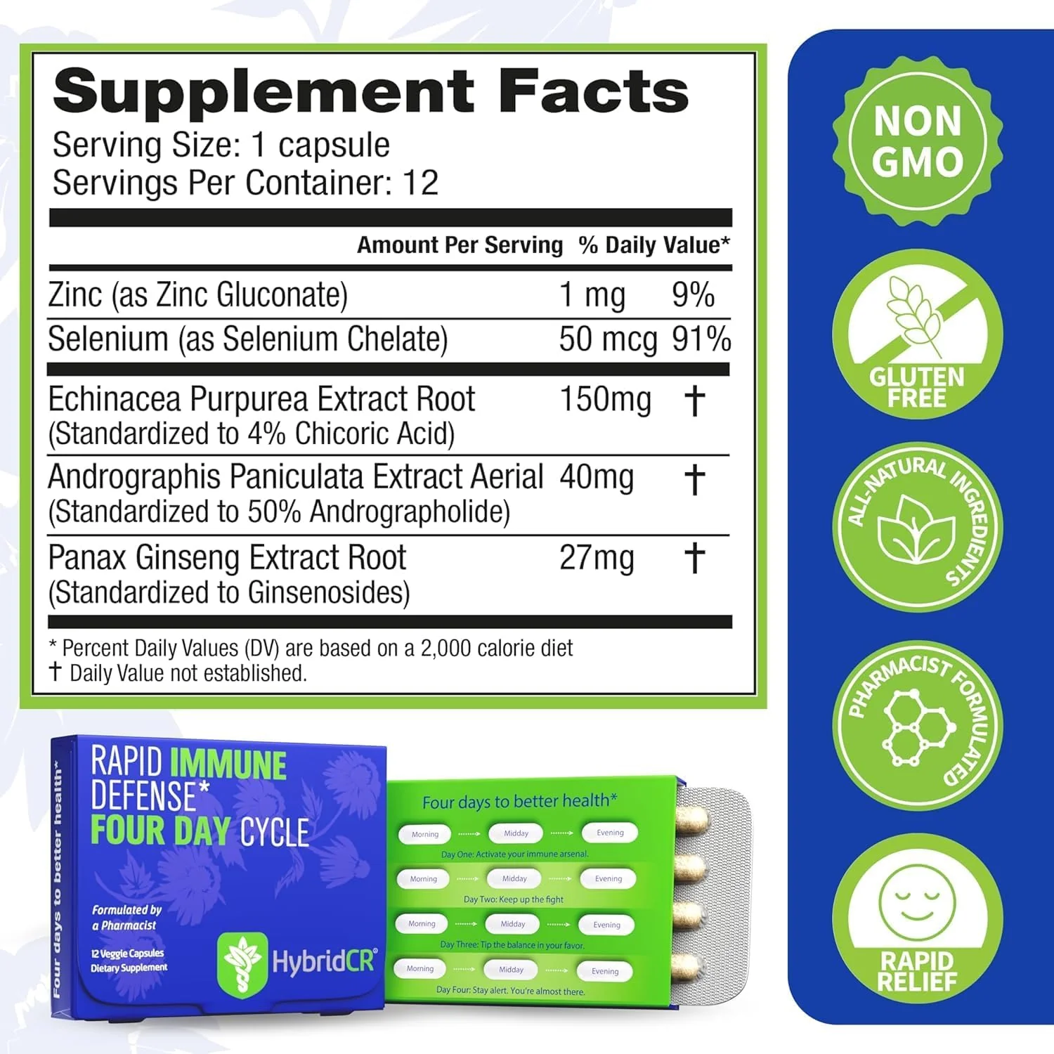 Hybrid CR Immune Defense 4 Day Cycle Veggie Capsules 12ct - Image 2