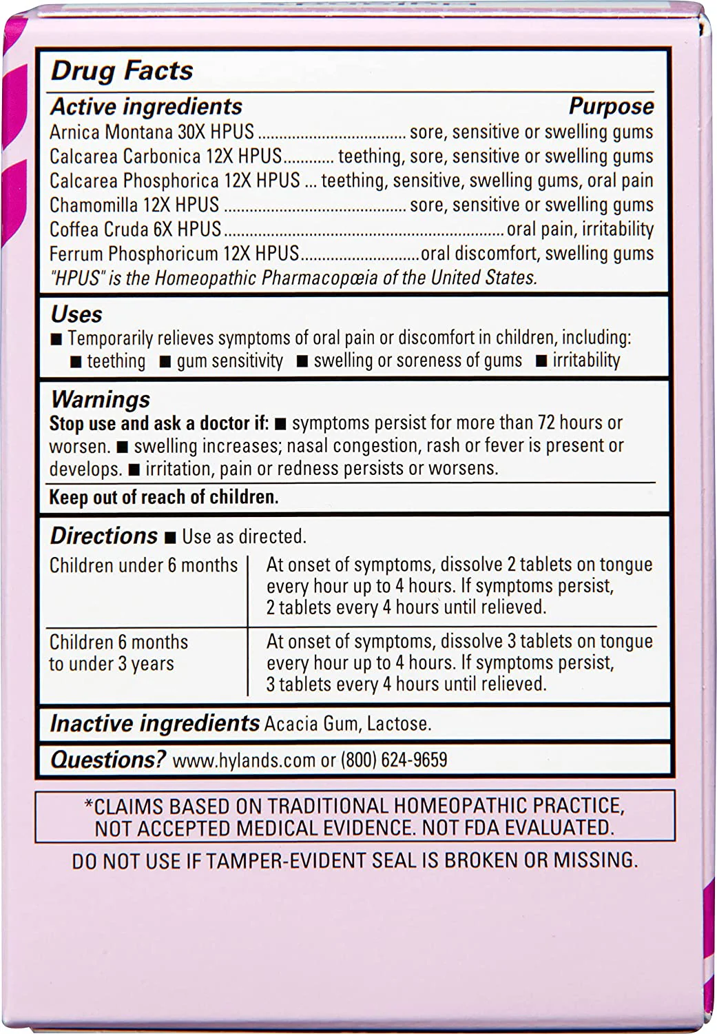 HYLANDS BABY PAIN RELIEF TABLETS X125 - Image 2