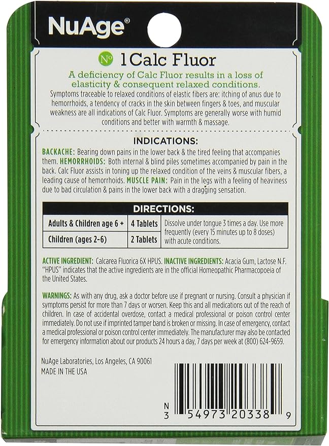 Hyland's NuAge #1 Salts Calc Fluor 6X 125 Tablets - Image 2
