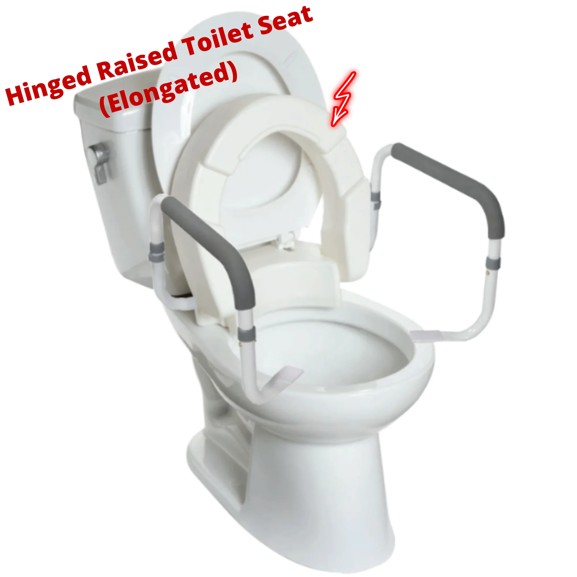 Innoedge Medical Raised Toilet Seat With Elongated Safety Rail Arms - Image 2