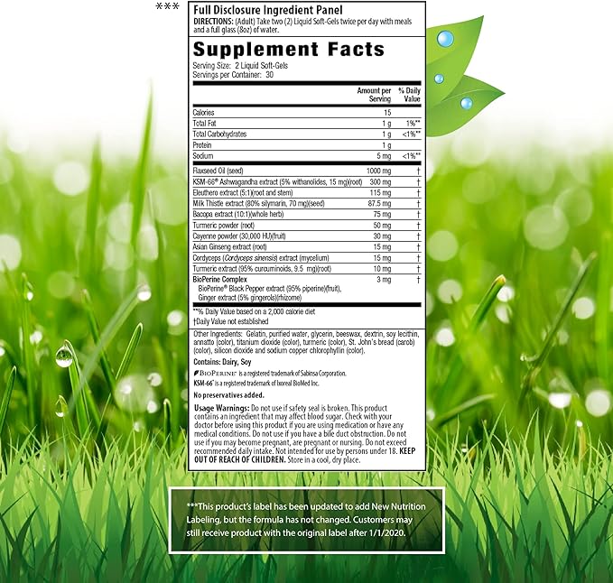 Irwin Ashwagandha Mind & Body Liquid Softgels 60ct - Image 2