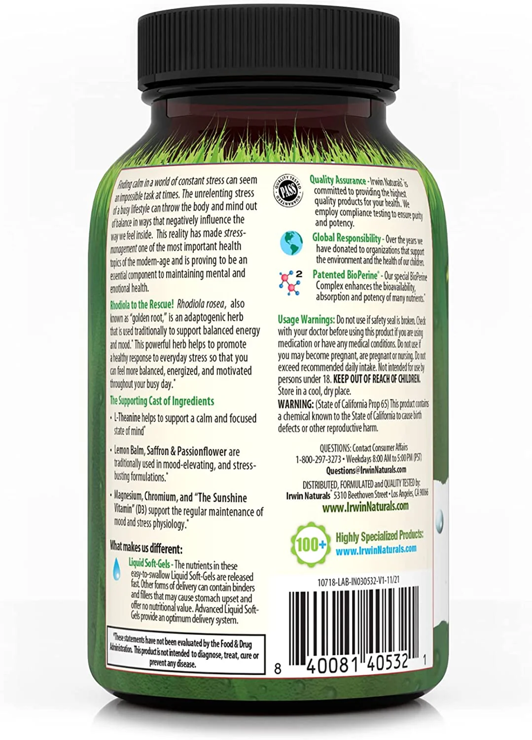 IRWIN NATURALS RHODIOLA PLUS, 75 LIQUID SOFT-GELS - Image 3
