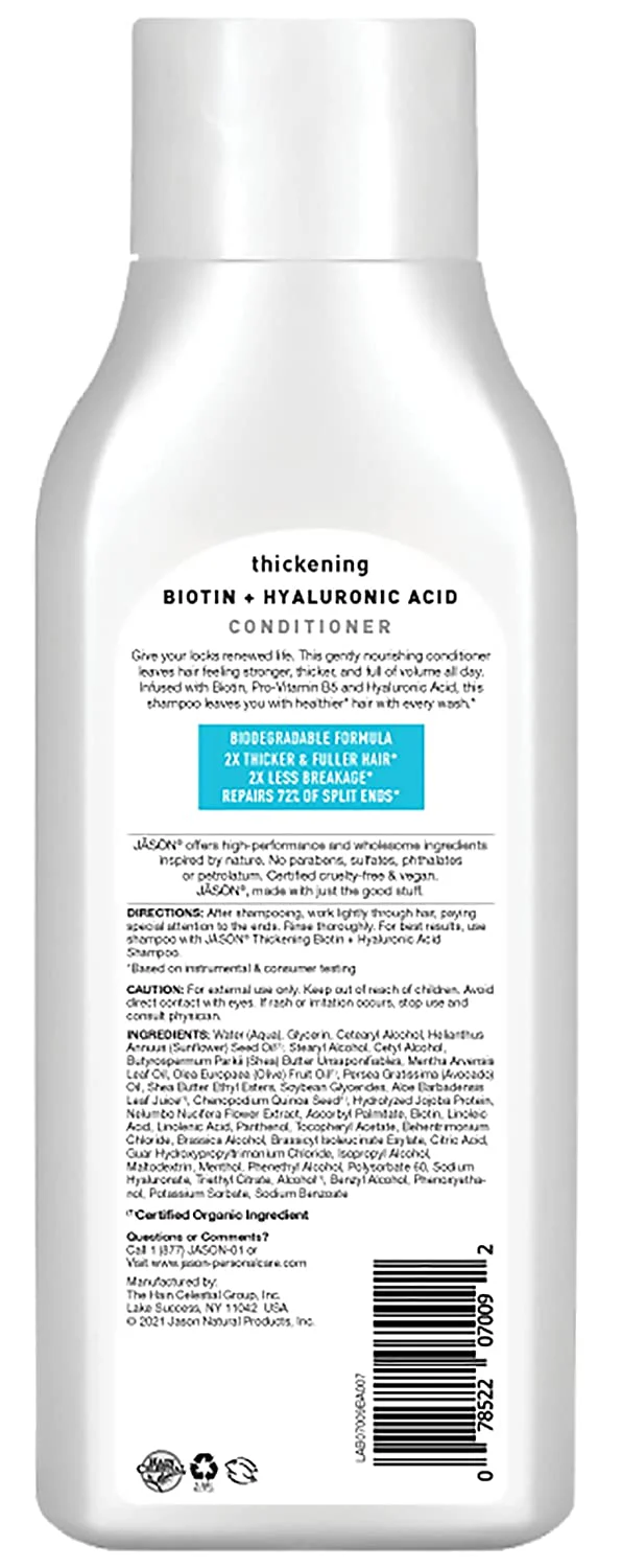 Jason Conditioner, Thicken & Restore Biotin and Hyaluronic Acid, 16 Oz - Image 2