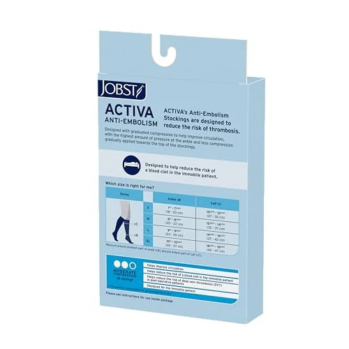 Jobst Activa Anti-Embolism 18 MmHg Compression Socks Knee High Closed Toe, White, Medium - Image 2
