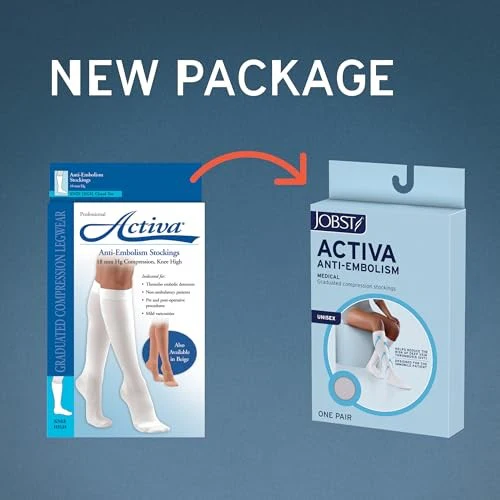 Jobst Activa Anti-Embolism 18 MmHg Compression Socks Knee High Closed Toe, White, Small - Image 3