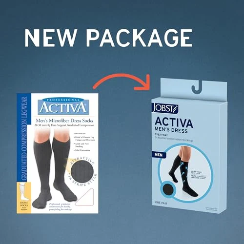 JOBST ACTIVA Men's Dress 15-20 MmHg Compression Socks Knee High Closed Toe, Black, Medium - Image 3