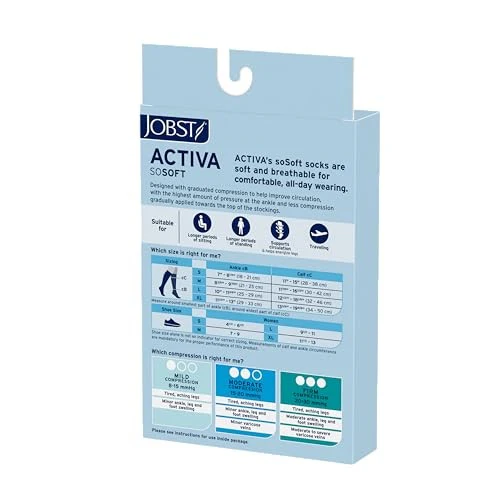 JOBST ACTIVA SoSoft 15-20 MmHg Compression Socks Knee High Closed Toe, Ribbed Design, Black, Large - Image 2