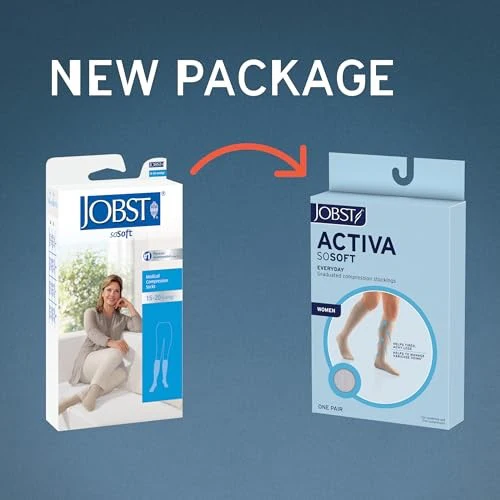 JOBST ACTIVA SoSoft 15-20 MmHg Compression Socks Knee High Closed Toe, Ribbed Design, Black, Large - Image 3