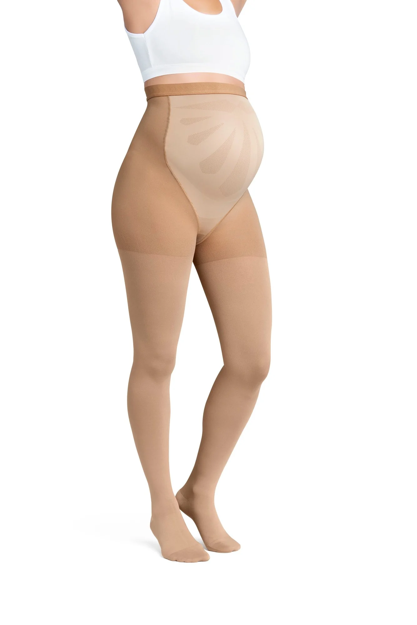 Jobst Maternity Opaque Waist High Compression Stockings Pantyhose, 20-30 MmHg, Closed Toe, Caramel, Large - 7861972